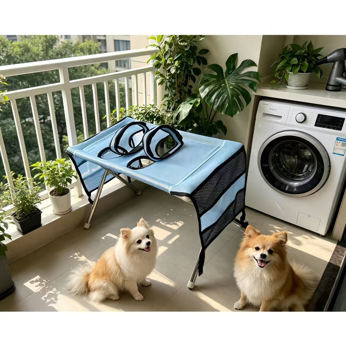 Mesa plegable para el baño y aseo de mascotas